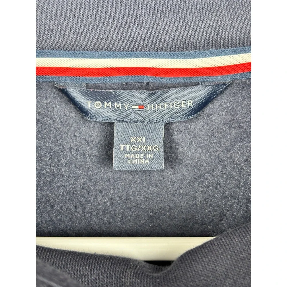 Tommy Hilfiger Mens XXL Navy Blue Funnel Neck Logo Pullover Sweatshirt 76A2577